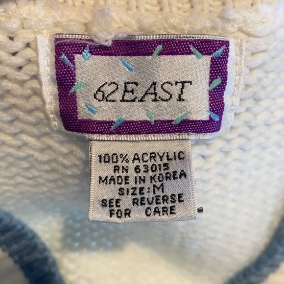 Vintage 62 EAST Knitted V-Neck Sweater: Size Medium - Picture 9 of 10